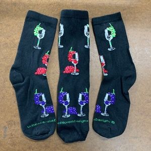 Wine Glasses and Grapes Socks